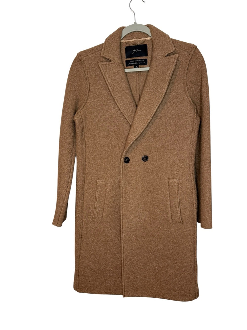 J.Crew Women’s Daphne Italian Boiled Wool Topcoat Tan Size 4 - Picture 2 of 6